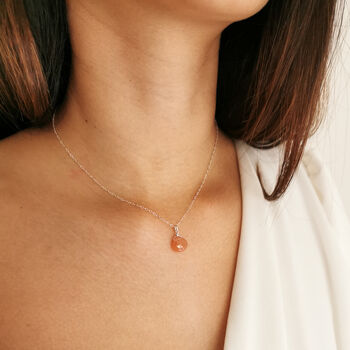 Sterling Silver Peach Moonstone Necklace, 3 of 5