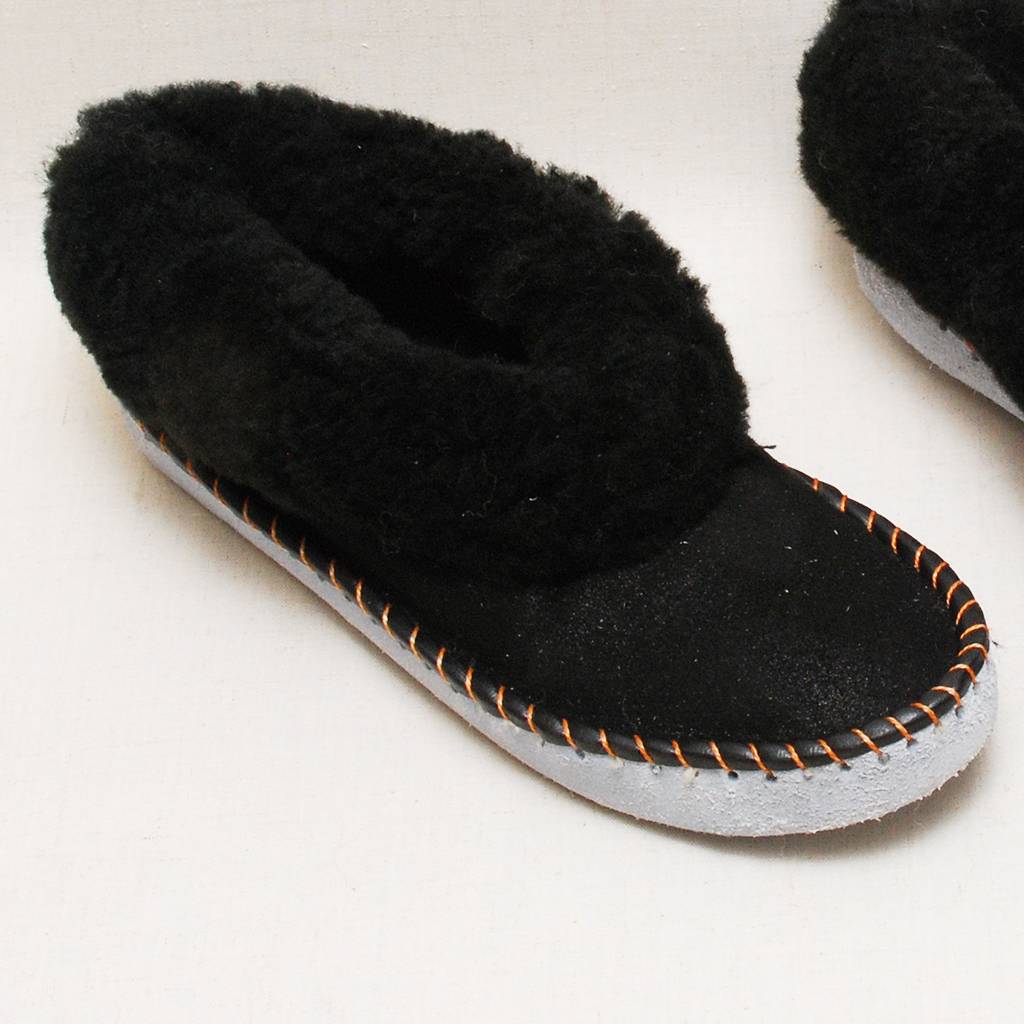 Men's Black Sheepskin Slippers By Sheepers | notonthehighstreet.com