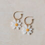 Daisy Flower Gold Hoop Earrings, thumbnail 1 of 6