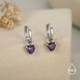 Sterling Silver Amethyst Purple Trillion Cut Cz Hoop Earrings, thumbnail 1 of 11
