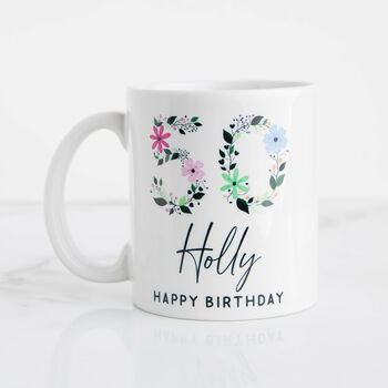 Personalised Floral 50th Birthday Mug, 2 of 5