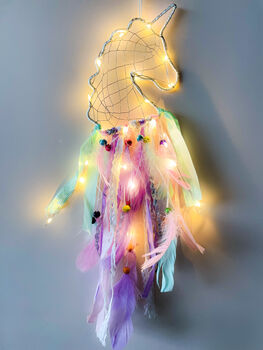 Pastel Unicorn Head LED Light Dream Catcher For Kids, 2 of 6