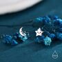 Sterling Silver Mismatched Cute Star And Moon Stud Earrings, thumbnail 1 of 12