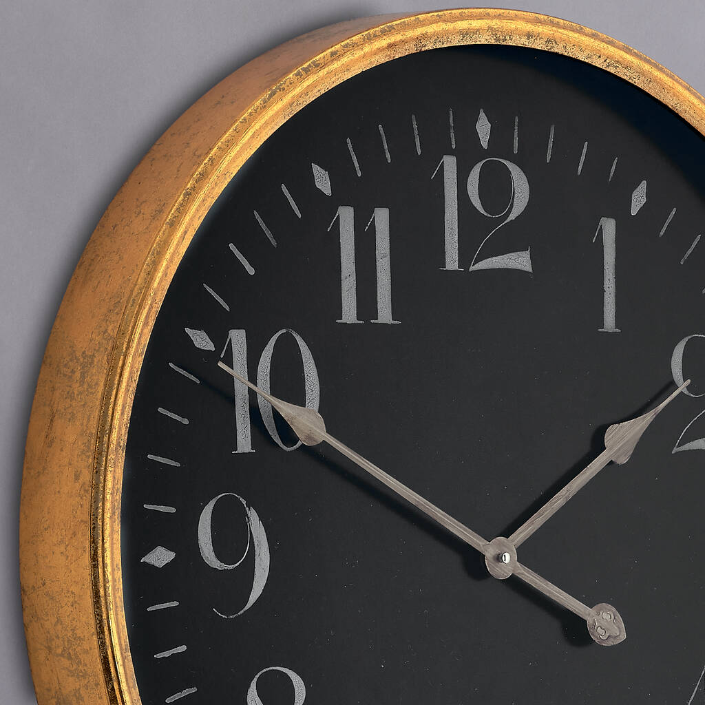 Amos Large Black And Gold Iron Wall Clock By horsfall & wright