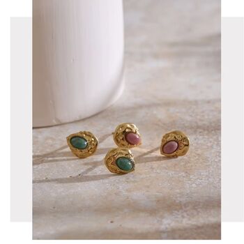 Monaco D’or Gold Jade Natural Stone Ombré Gift Earrings, 2 of 4