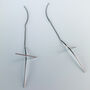 Sterling Silver Cross Threader Earrings, thumbnail 4 of 6