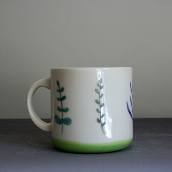 Ceramic Mug Light Green Leaf Design, 3 of 4