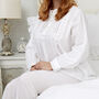 White Cotton Victorian Styled Pyjama Set, thumbnail 5 of 6