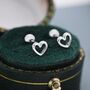 Sterling Silver Tiny Open Heart Screw Back Earrings, thumbnail 1 of 12
