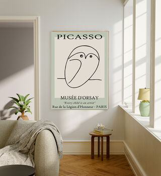 Picasso Line Drawing Owl Art Print, 3 of 3