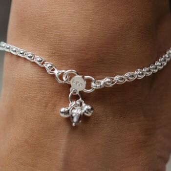 Indian Boho Sterling Silver Indian Payal Anklet, 6 of 11