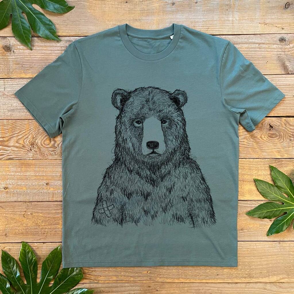 Grizzly Bear Men's Organic T Shirt, 1 of 6