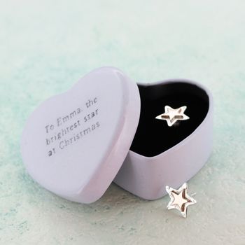 Personalised Rose Gold And Silver Star Stud Earrings, 2 of 3