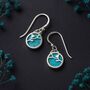 Sterling Silver Turquoise Flower Drop Earrings, thumbnail 3 of 6