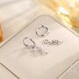 Sterling Silver Olive Branch Huggie Hoop Earrings, thumbnail 6 of 12