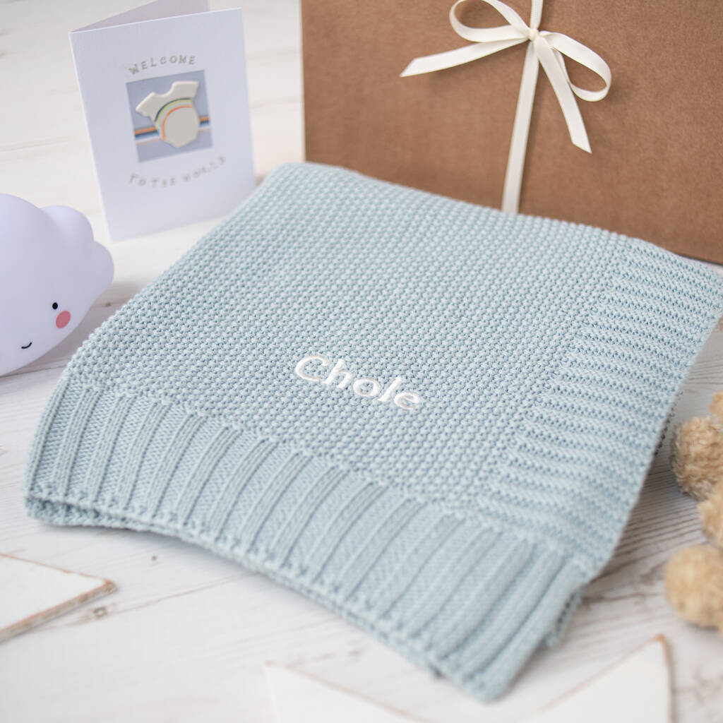 personalised unisex moss baby blanket by toffee moon