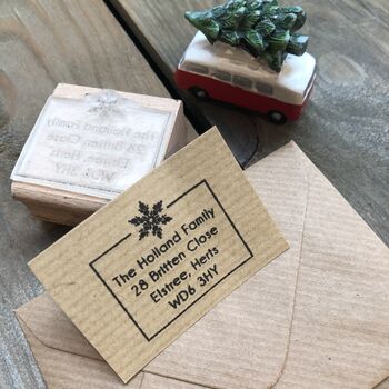 Christmas Snowflake Address Rubber Stamp, 2 of 3