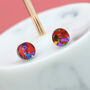 Red Festival Confetti Acrylic Round Stud Earrings, thumbnail 1 of 5