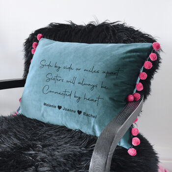 Personalised Sister Quote Velvet Cushion, 3 of 8