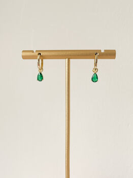 Gold And Green Teardrop Hinged Huggie Earrings, 8 of 9