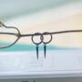 Black Sterling Silver Spike Drop Hoop Earrings, thumbnail 8 of 9