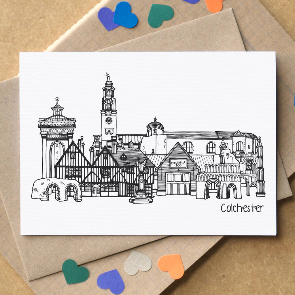 Colchester Skyline Art Print Unframed By Becka Griffin Illustration 