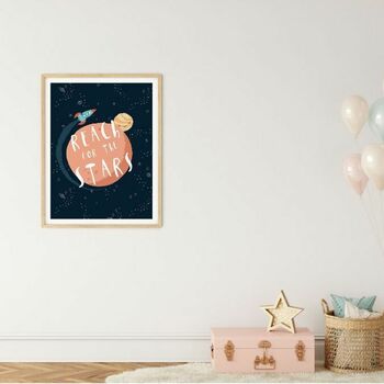 'Reach For The Stars' Kids Space Art Print Set, 3 of 7