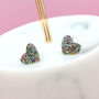 Mini Laser Cut Glitter Love Heart Earrings Studs, thumbnail 1 of 12