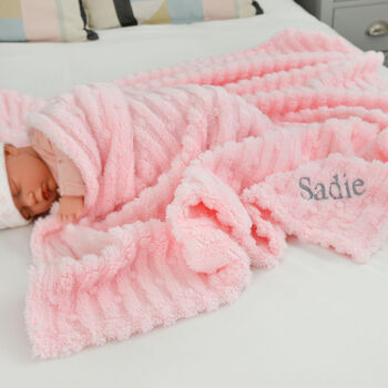 Personalised Pink Textured Fluffy Baby Blanket, 3 of 8
