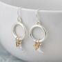 Moon And Star Gold Plated Hoop Drop Earrings, thumbnail 1 of 3