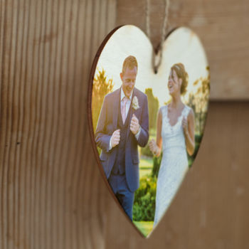 Personalised Wooden Love Heart Photo Hanging Decoration, 3 of 5