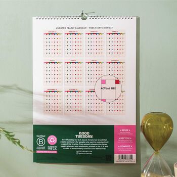 A3 Undated Monthly Calendar | Work Hard, Play Nice, 6 of 7