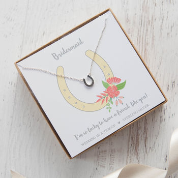 Silver Horseshoe Necklace On Personalised Gift Card, 2 of 12