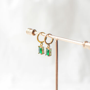 Emerald Green Huggie Earrings, 3 of 9