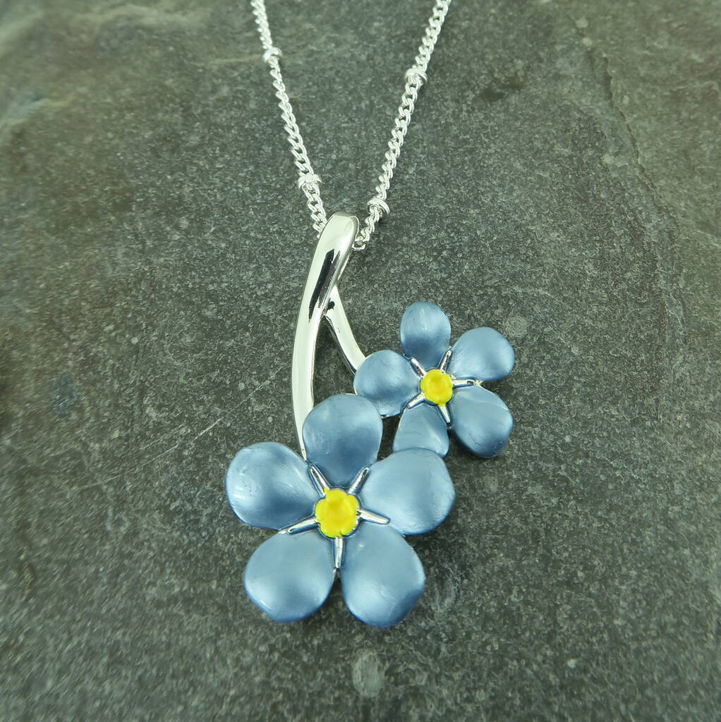 Forget Me Not Flower Pendant Necklace By At London Jewels 3152