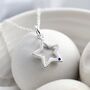 Sterling Silver Open Star Necklace With Sapphire, thumbnail 1 of 5