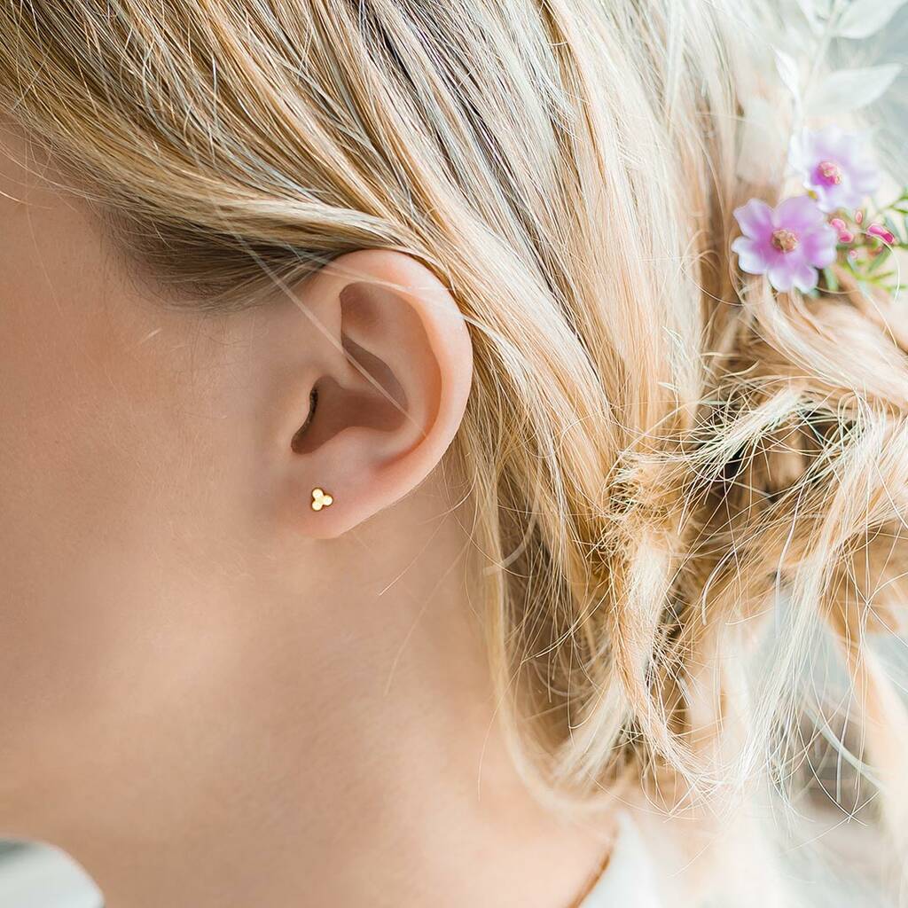 Sterling Silver Personalised Triple Stud Earrings By Bloom Boutique