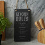 Loft 'Kitchen Rules' Long Hanging Slate Sign, thumbnail 1 of 2