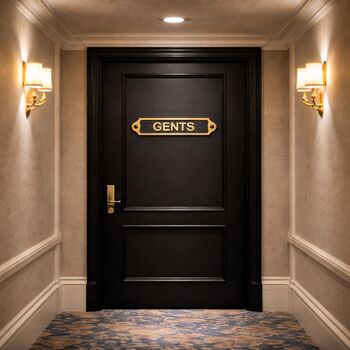 Classic Brass Gents Toilet Door Plaque With Black Finish, 4 of 7