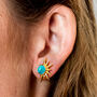 Total Eclipse Turquoise Gold Plated Stud Earrings, thumbnail 1 of 7