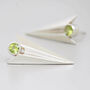 Deco Triangle Spike Stud Earrings With Peridot, thumbnail 8 of 11