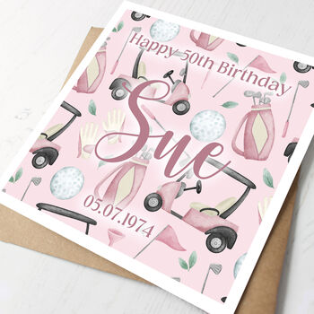 Personalised Golf Birthday Card For Her, 2 of 4