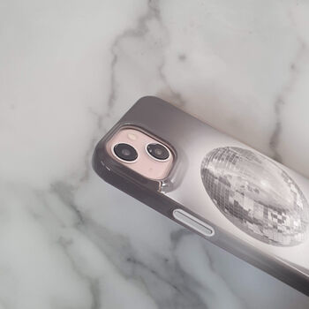 Monochrome Disco Ball Personalised Glossy Phone Case, 3 of 4