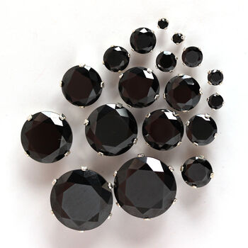 Sterling Silver Round Clear Or Black Cz Stud Earrings, 6 of 9