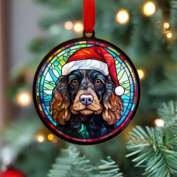 Cocker Spaniel Black In Santa Hat Suncatcher Decoration, 2 of 6