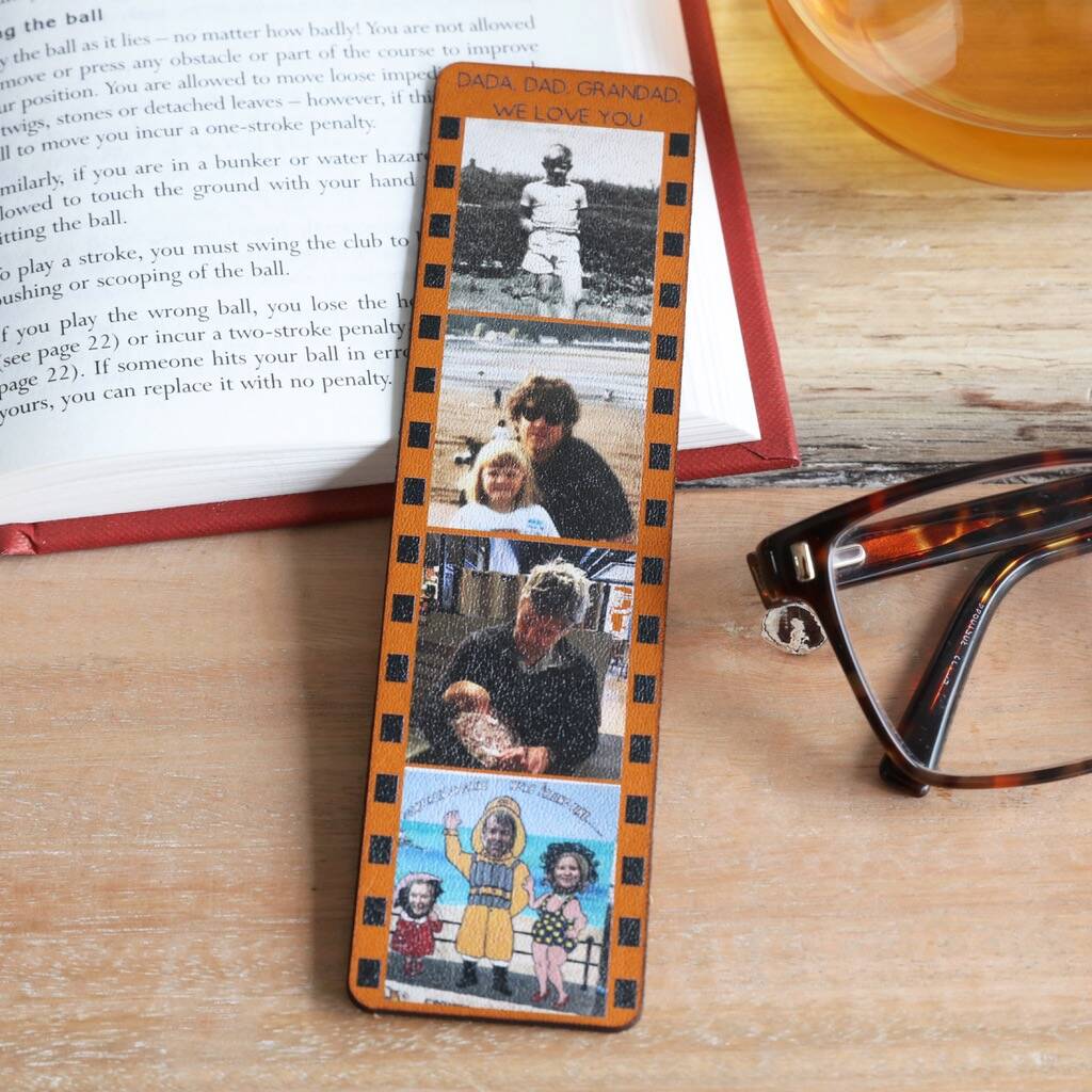 Personalised Photo Filmstrip Leather Bookmark