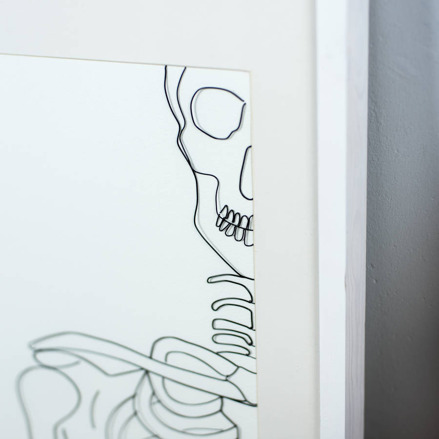 Framed Original 2D Wire Inside Skeleton Artwork Framed Original 2D Wire Inside Skeleton Artwork