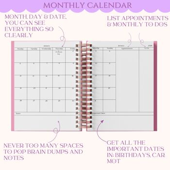 Personalised Luxury 2026 Weekly Diary| Planner| Mulberry Candy Stripe, 5 of 11