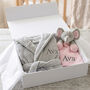 Personalised Grey Baby Gown And Pink Elephant Comforter Set, thumbnail 2 of 12