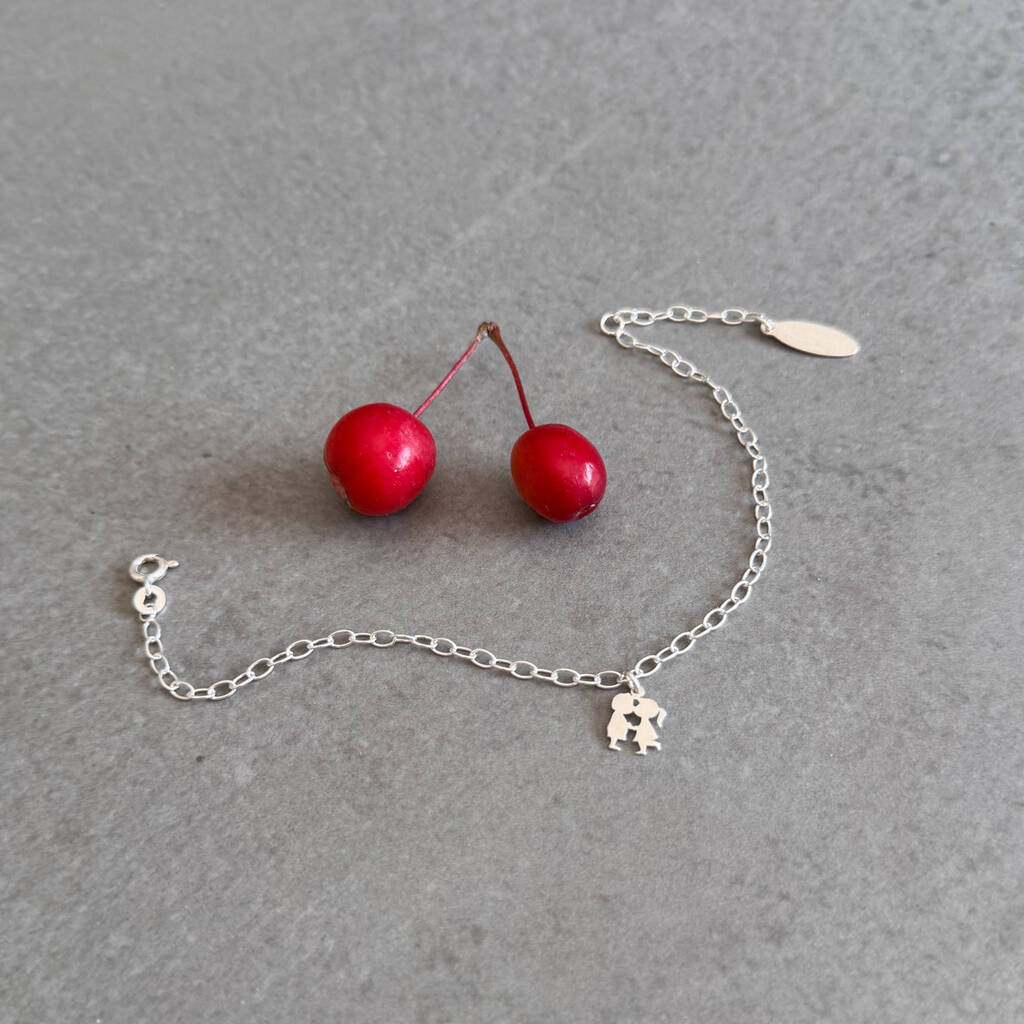 Sterling Silver Kiss Charm Bracelet – Romantic Gift For Her, 1 of 11